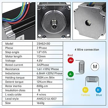 めん　0425 Nema23 CNC Stepper Motor 425oz-in 112mm 3A 2.8N.m 1.8° 4